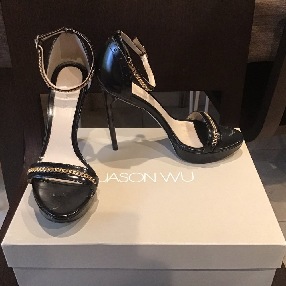 Jason Wu Black Leather Stiletto Heels Size 8M